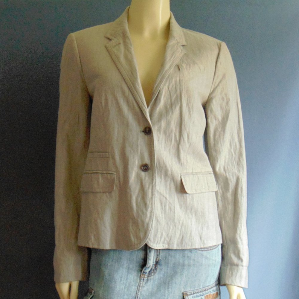 J. Crew Flax Beige Metallic Schoolboy Jacket 10 - Picture 2 of 8